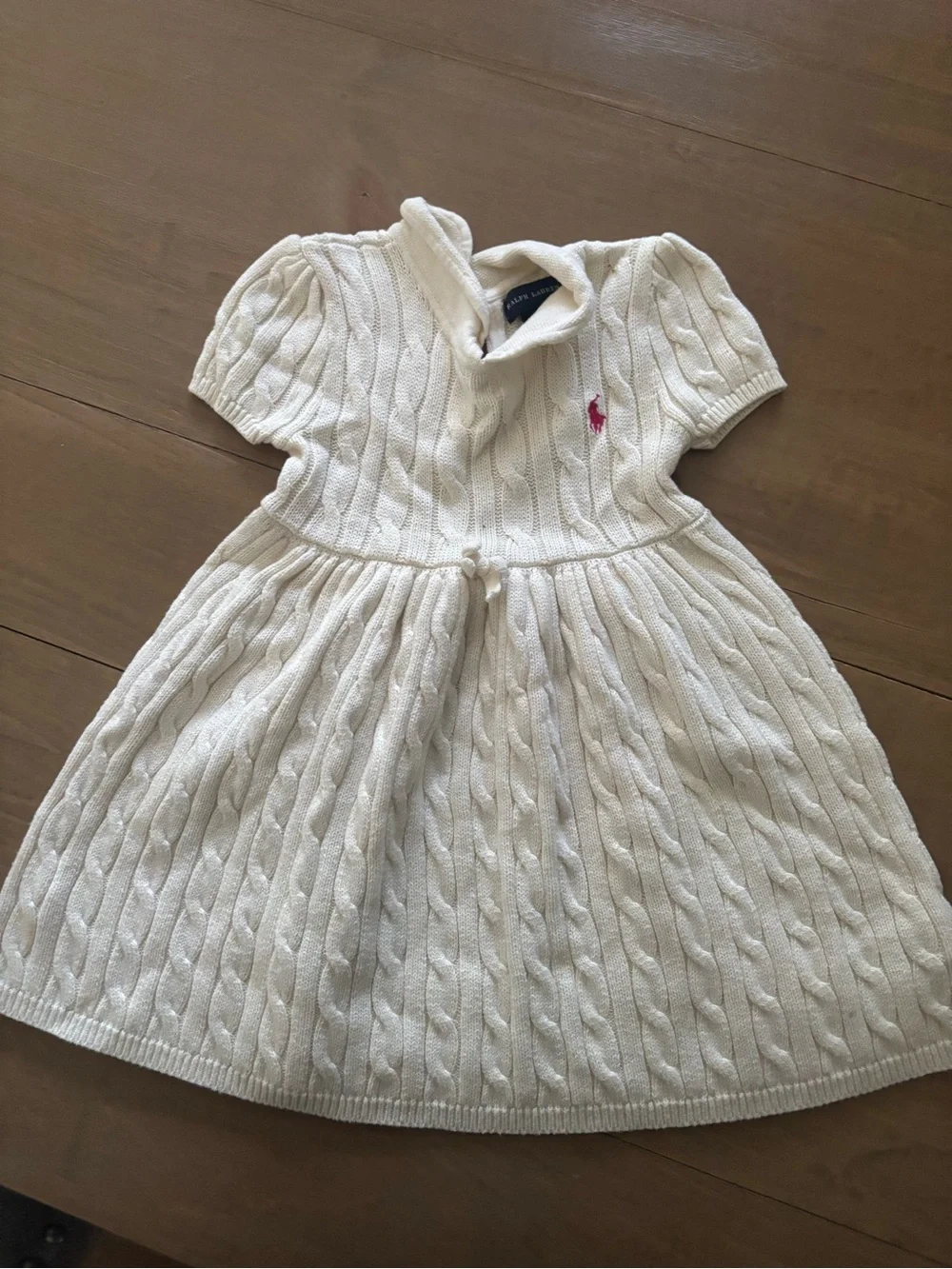 Ralph Lauren Cream Cable Knit Baby Girl Dress